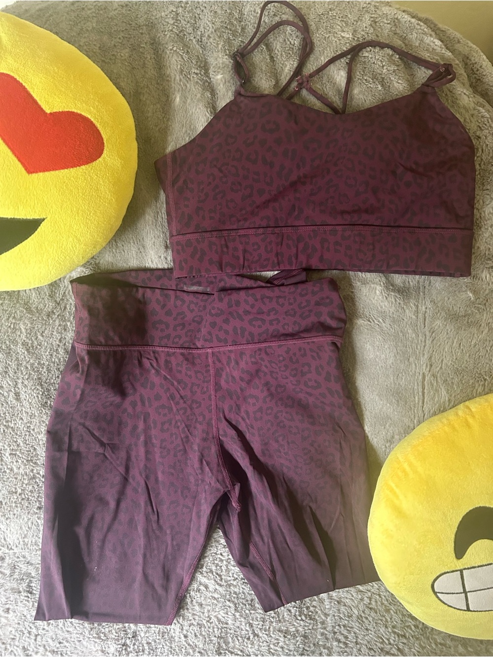Vie Active Burgundy Leopard Print Yoga Set